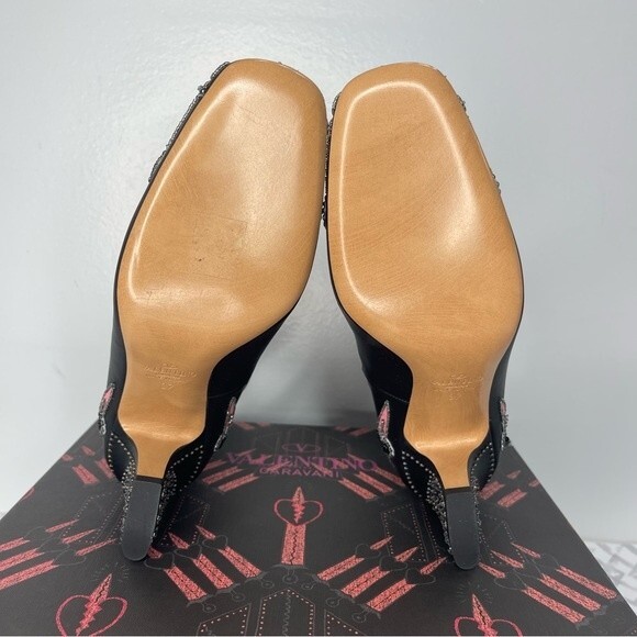 Valentino Garavani Love Blade Embellished Ankle Strap 65mm Pumps, Black, size 7 - Picture 8 of 15